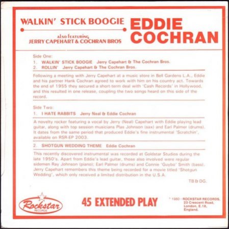 Eddie Cochran EP´s auf UK Rockstar Label