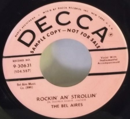 DONALD WOODS and THE BEL-AIRES alias VEL-AIRES