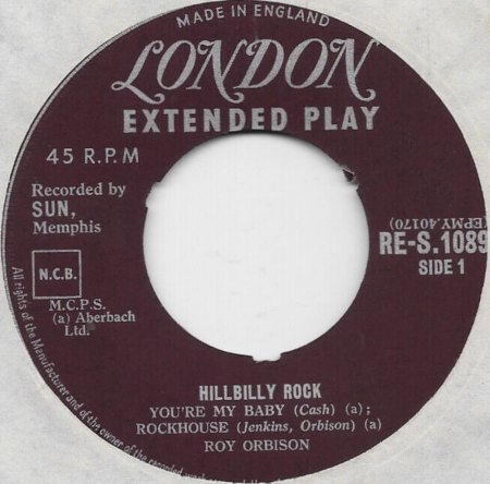 ROY ORBISON - Hillbilly Rock London EP RE S 1089
